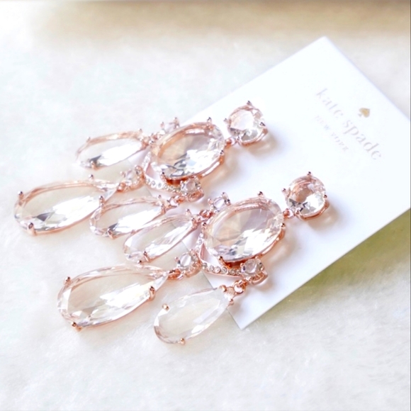 kate spade Jewelry - Kate Spade Crystal Cascade Chandelier Earrings